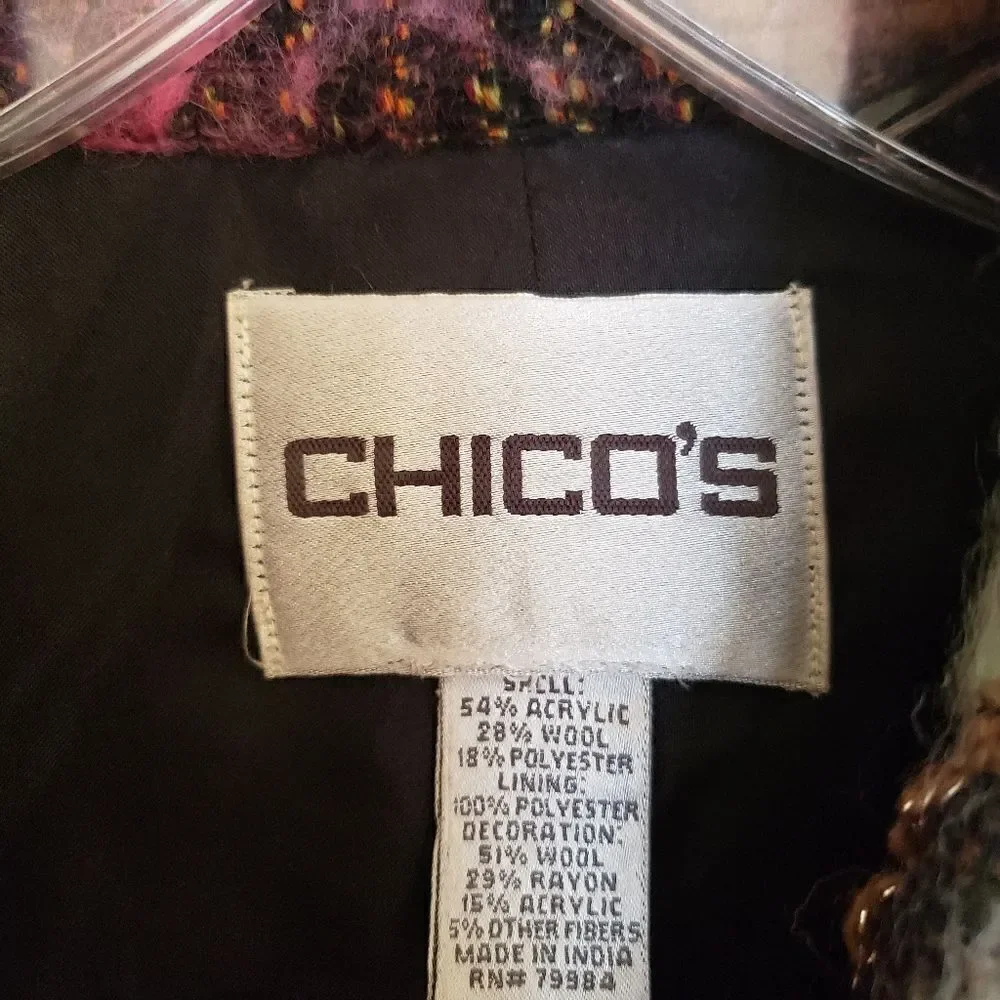 Chico's Button Front Wool Blend Lined Jacket Size 2 (large)